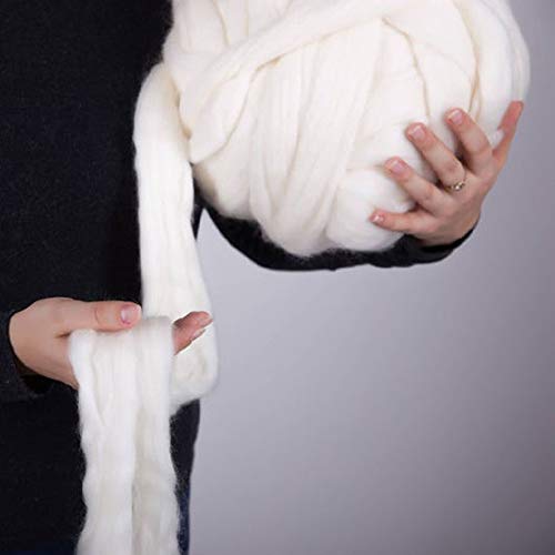 DIRUNEN Merino Wool Yarn Big Chunky Yarn Super Wool Roving Extreme Arm Knitting Giant Chunky Knit Blankets Throws White 8 lbs - Thumbnail 5