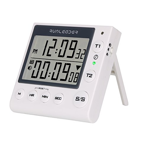 Dual Digital Count Up Down Timer - AIMILAR 2-Channel Countdown Kitchen Timer Clock for Cooking Lab Homework Exercise Gym Sports Games Classroom