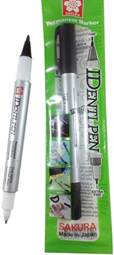 Black And Blue Permanent Marker IDenti pen Waterproof Ink Quick Drying (2pcs Black)