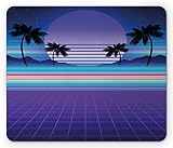 Ambesonne Synthwave Mouse Pad, Retrowave Design of