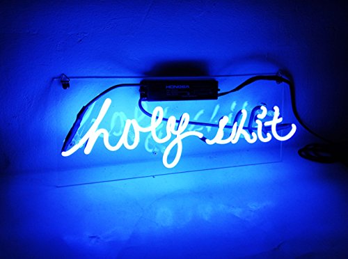 Led Beer Neon Sign Blue Light Sculpture 'Hoey Shit' for Bar Pub Billards Home Hotel Beach Cocktail Recreational Game Room 15" x 6"