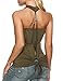 Zeagoo Womens Sexy Halter Open Back Sleeveless Camisole Top ,Army Green,Medium