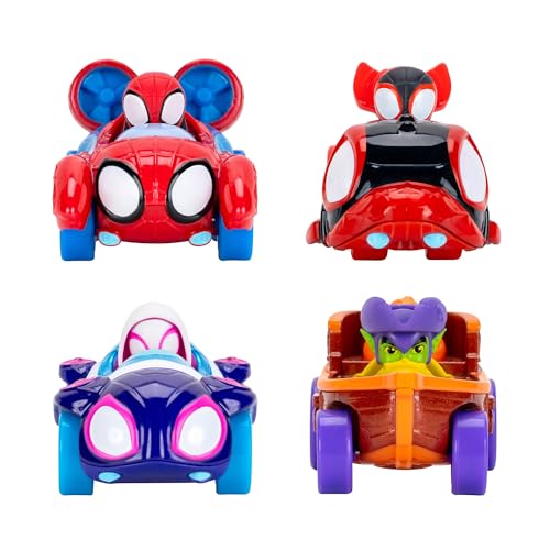 MARVEL Spidey and His Amazing Friends Amazing Metals 4 Pack - Four 3-Inch Die-Cast Water-Webs Vehicles with Built-In-Characters