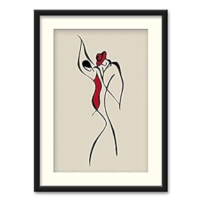 Black Framed Canvas Wall Art Line Drawing of Woman Home Artwork Decoration for Living Room, Bedroom - 23x31 inches
