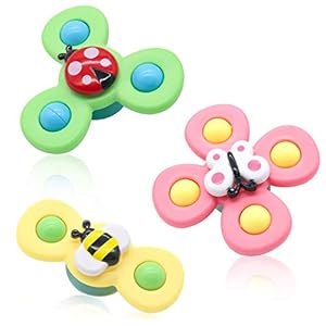 LICAXVL Learning Toys, Suction Cup Spinner Toy 3PCS Toddler Toys, Baby Water Toy Attractive Stress Relief Suction Cup…