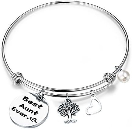 RQIERStainless Steel Aunt Bracelet Best Aunt Ever Bangle Bracelet Aunt Jewelry Perfect Present for Auntie