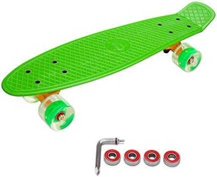 Snniku Skateboards - Flashing Wheel Longboard Fashion Skateboard for Children and Adults (green)