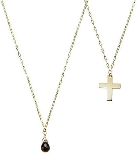 Amazon 人気ファッションモデル小森純さんプロデュースジュエリーブランド Marea Rich マレアリッチ K10ゴールド しずく型スモーキークオーツ ゴールドクロス 2way ロングネックレス 70cm レディースペンダント ネックレス 通販