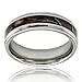 TIONEER Stainless Steel Brown Wood Camouflage Beveled Edge 6.5mm Ring