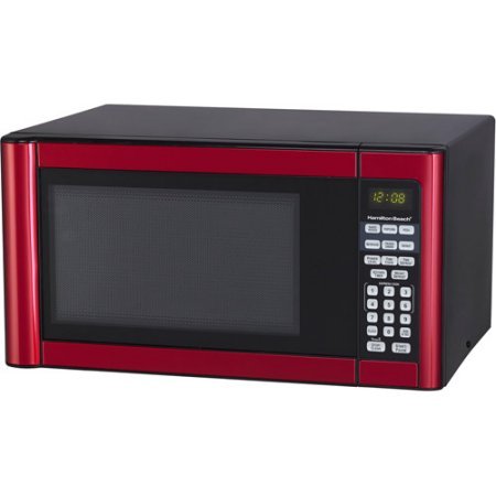 Hamilton Beach 1.1 cu ft Microwave, Features 10 power levels and several one-touch cooking (Red)