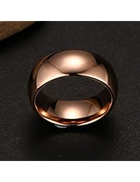 hinghok Hombres Mujeres de de ancho carburo de tungsteno oro rosa clásico, suave moda Domed compromiso anillo de boda banda
