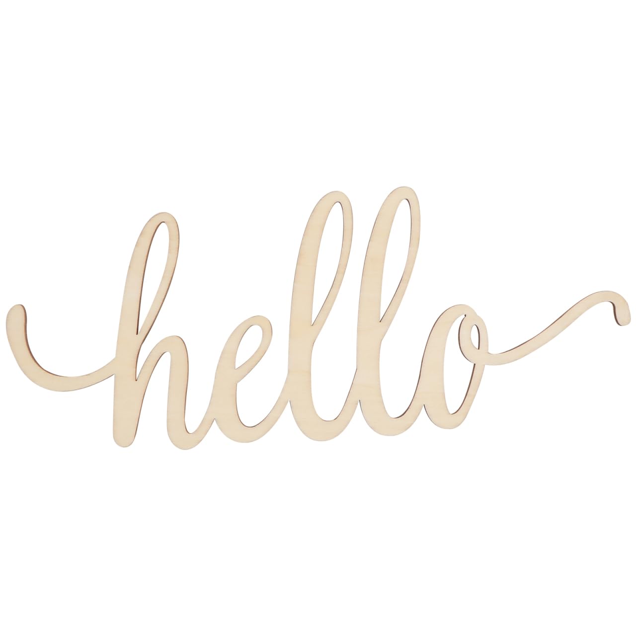 VOSAREA Wooden Hello Letter Unfinished Wooden Hello Sign Wall Art Decoration 30.5x12.7x0.4cm