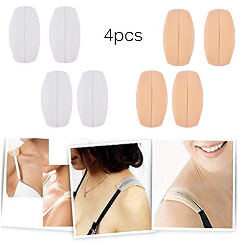 Lady Up 4 Pairs Soft Silicone Bra Strap Cushions Holder Non-slip Shoulder Pads Ease Shoulder Discomfort