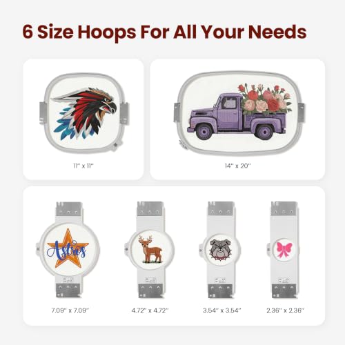 POOLIN Multi Needles Commercial Embroidery Machine with Auto Color Change, 13.8x19.7 Inch Embroidery Area, WiFi Transfer, Includes All Accessories for Hats, T-Shirts & Hoodies