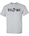 Marine Corps Bull Dog Front and Back Premium Men's T-Shirt (X-Large, Sports Grey)