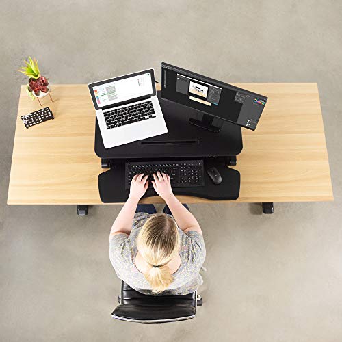 VIVO Black Electric Height Adjustable 32 inch Standing Desk Converter