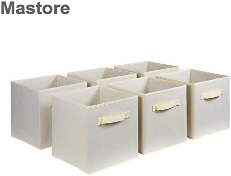 Mastore Foldable Cloth Storage Cube Basket Bins Organizer Containers Drawers, Pack of 6, Beige