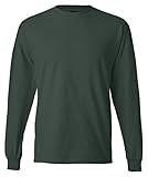 Hanes Men's Long-Sleeve Crewneck Beefy T-Shirt, Deep Forest, Large