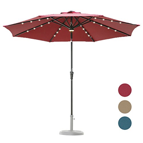 C Hopetree 9 Ft Solar Patio Market Umbrella For Outdoor With Import It All