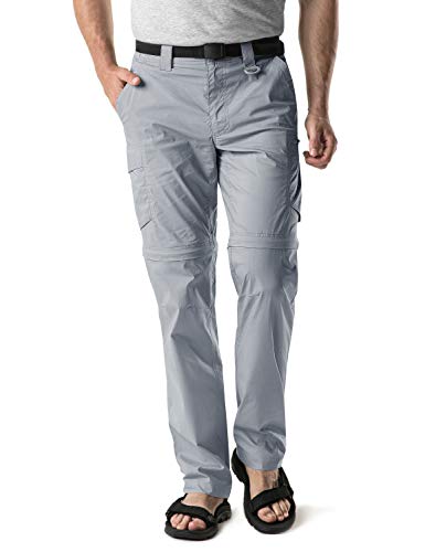 CQR Men’s Convertible Pants Zipp Off Stretch Durable UPF 50+ Quick Dry Cargo Shorts Trousers, Convertible Cargo with Belt(txp403) – Stone, 38W/32L