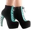 SHOW-STORY-Punk-Black-Aqua-Two-Tone-Lace-Up-Zip-High-top-Bone-Platform-Ankle-BootsLF80669
