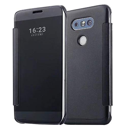 LG V30+ V30s ThinQ V30s+ ThinQ V35 ThinQ V35+ ThinQ Flip Case, Smart Mirror Window Useful Cover, LICHE Hard Shiny Make-Up View Slim Phone Case for LG V30 Plus, Scan QR Package Code, Black