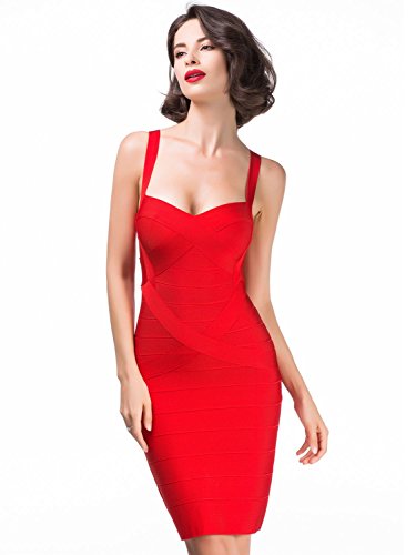 Alice & Elmer Women's Rayon Bodycon Strap Sleeveless Bandage Dress