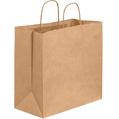 Aviditi BGS114K Shopping Bags, 13" x 7" x 13", Kraft (Pack of 250)