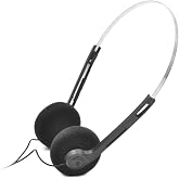 Cauaoa Black Retro Over-Ear Earphones, Mini Stereo Lightweight Headphones with Cord, 80s 90s Vintage Headset Wired, Hi-Fi Stereo Earphone for Most Mobile Phones Playback Pevices Headphones