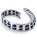 KONOV Men's Bracelet Bangle, Stainless Steel Rubber, Color Blue Silver