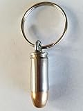 Pistol Bullet 9mm Nickel Keychain