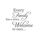 Letter Stickers -Every Family Has a Story Removable Art Vinyl Mural Home Room Decor Wall Stickers (Black, 46x36cm)