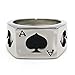 JAJAFOOK Men's Stainless Steel Ring, Poker Spade Ace, Black Silver,Sizes 7-14