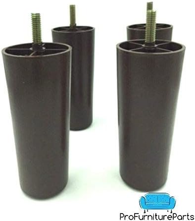 ProFurnitureParts 4" Inch Round Sofa Legs, Dark Brown, Set of 4, HDPE Plastic