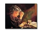 Gratitude Old Lady Praying At Dinner Table Daily Bread Woman Religious Wall Picture 8x10 Art Print