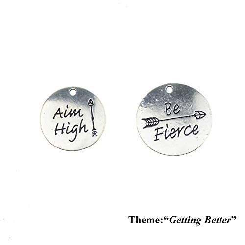 Aokbean 56pcs Inspirational Word Charms Pendant Beads for Necklace Bracelets Jewelery Making Supplies DIY Craft