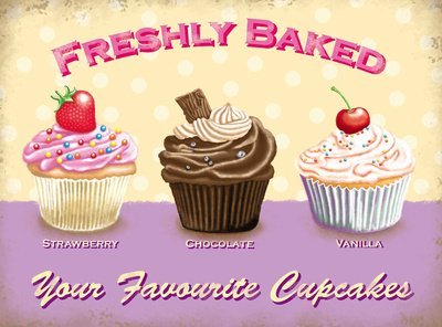 Freshly Baked Your favourite Cupcakes Metal Sign Nostalgic Vintage Retro Advertising Enamel Wall Plaque 200mm x 150mm