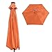 Sorbus 10 ft Patio Umbrella LED Solar Power, Orange, Modern Style, Alloy Steel Frame, Solid Pattern, Manual Tilt, 15.1 lbs, Adult, Sun & Rain Use, Round Shape, Alloy Steel Handle, Wipe Clean Care