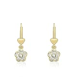 Molly Glitz Girls' 14K Gold-Plated Crystal Flower Earrings