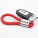 For Audi Logo Emblem Key Chain Key Ring Metal Alloy BV Style Calf Leather Gift Decoration Accessories (Hot Red)