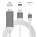 Parmeic Compatible with iPhone iPad to HDMI Cable, 6.5ft HDMI Adapter 1080P HDTV Connector Cable, Digital AV Adapter Cord Compatible with iPhone, iPad, iPod to TV Projector Monitor