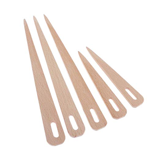 COPYLOVE 5pcs DIY Weaving Tool Wood Needles, Wood Hand Loom Stick Wooden Shuttle Tapestry Weaving Knit Handcrafts Tool Pointed Knitting Needles