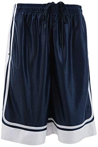 ChoiceApparel Mens Two Tone Training/Basketball Shorts with Pockets (S up to 4XL) (3XL, Zippered-Navy/White)