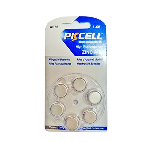 Size 675 hearing aid battery ZA675 A675 pr44 count 6pcs/card