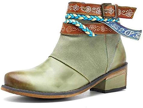 Women Handmade Weaving Strap Ankle Leather Boots