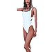 Lukitty Women's Sexy One Piece High Cut Backless Bikinis Bathing Suits Swimsuits White M