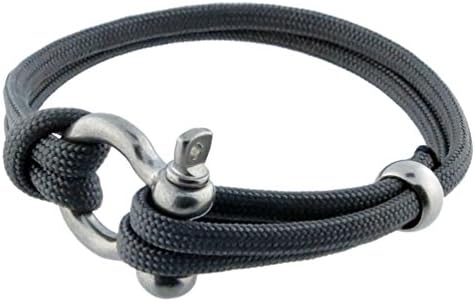 Charcoal Gray Adjustable Shackle Nautical Bracelet