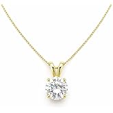 Mariell Cubic Zirconia Crystal Pendant Necklace for Women, 2 Carat 8mm CZ, for Brides, Wedding, Mother's Day Jewelry Gift