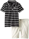 Calvin Klein Little Boys' Striped Polo Shirt with Short Set