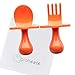 Grabease Baby Fork and Spoon Set for Babies & Toddlers - BPA-Free & Phthalate-Free Self-Feeding Cutlery - Orange Toddler Utensils